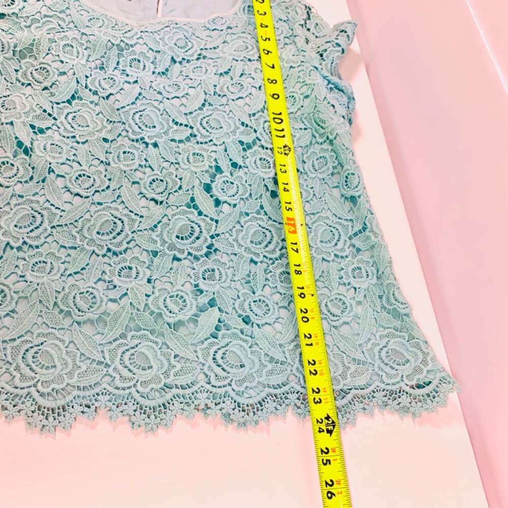 Talbots Spring teal blue/green boho crochet/lace long sleeve blouse cottagecore - Picture 10 of 12